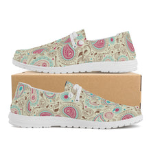 Load image into Gallery viewer, Womens Pink Paisley Canvas Loafers