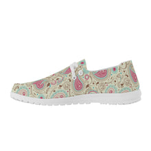 Load image into Gallery viewer, Womens Pink Paisley Canvas Loafers