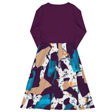 Load image into Gallery viewer, Plum Print Long Sleeve Midi Dress