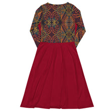 Load image into Gallery viewer, Burgundy Print Long Sleeve Midi Dress