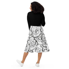 Load image into Gallery viewer, Black and White Print Long Sleeve Midi Dress