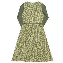 Load image into Gallery viewer, Sage Print Long Sleeve Midi Dress