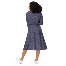 Load image into Gallery viewer, Navy Print Long Sleeve Midi Dress