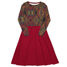 Load image into Gallery viewer, Burgundy Print Long Sleeve Midi Dress