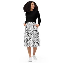 Load image into Gallery viewer, Black and White Print Long Sleeve Midi Dress