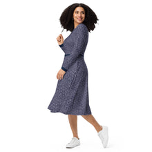 Load image into Gallery viewer, Navy Print Long Sleeve Midi Dress