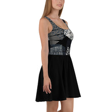 Load image into Gallery viewer, Black Print Skater Dress