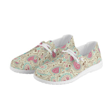 Load image into Gallery viewer, Womens Pink Paisley Canvas Loafers
