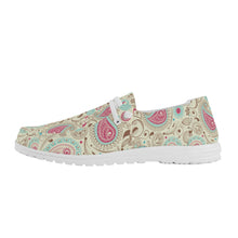 Load image into Gallery viewer, Womens Pink Paisley Canvas Loafers
