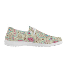 Load image into Gallery viewer, Womens Pink Paisley Canvas Loafers
