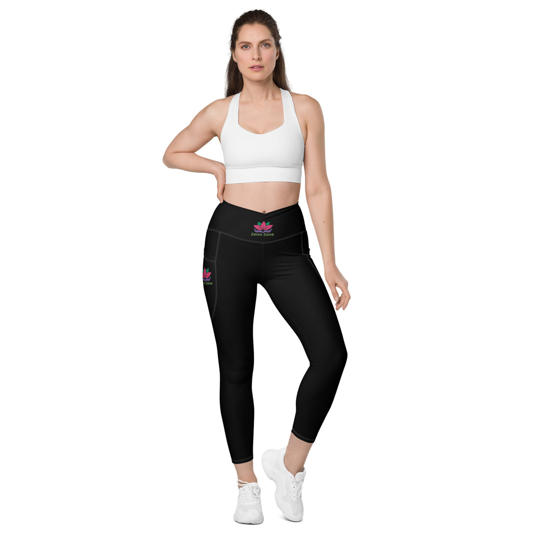 ZennZone Lotus Crossover Leggings with Pockets