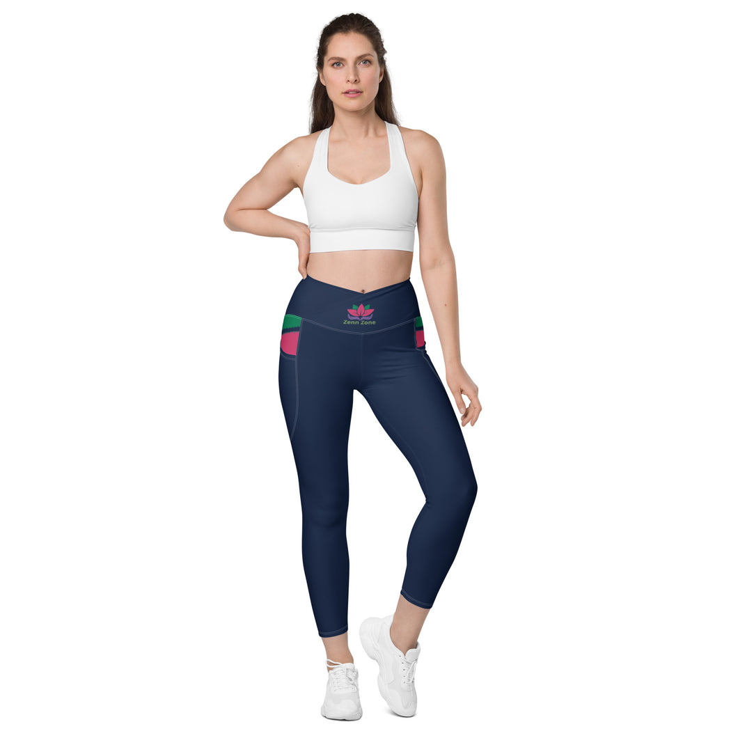 ZennZone Lotus Crossover Leggings with Pockets