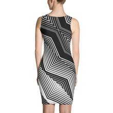 Load image into Gallery viewer, Diag Black on White Dress
