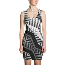 Load image into Gallery viewer, Diag Black on White Dress
