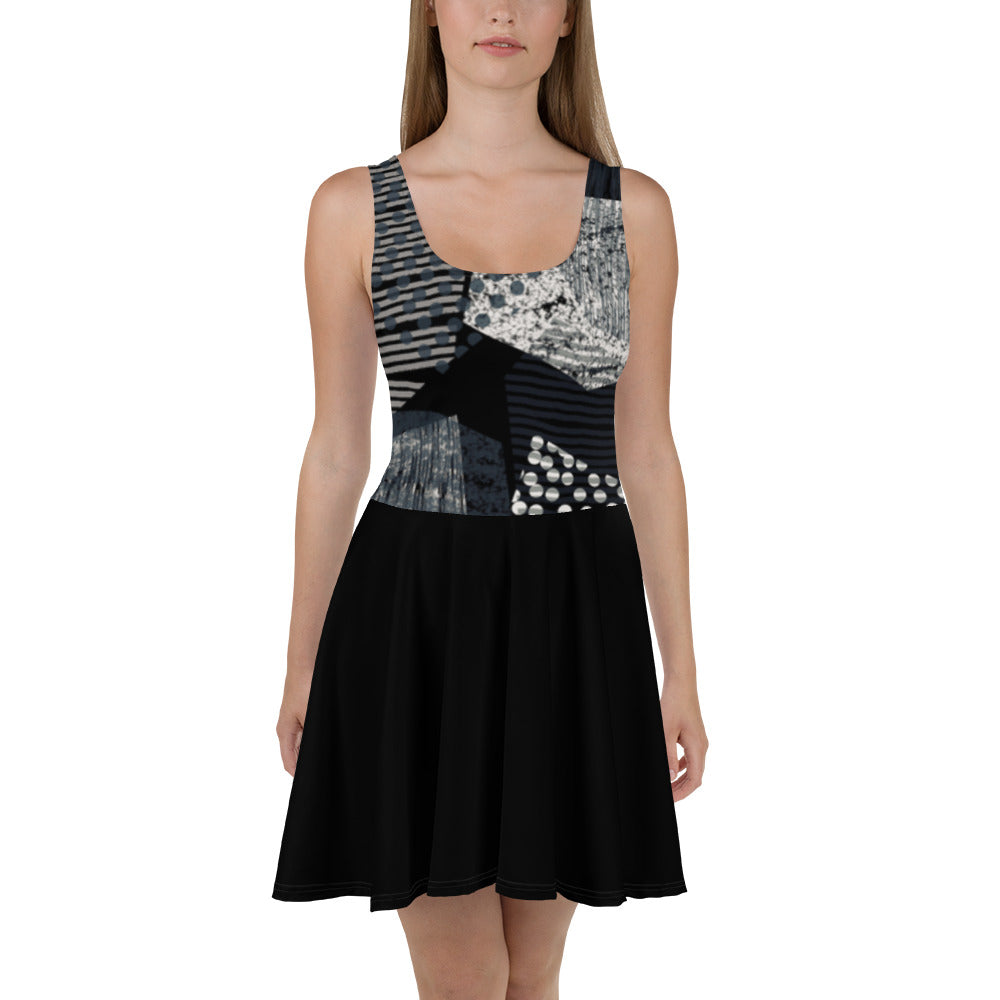 Black Print Skater Dress