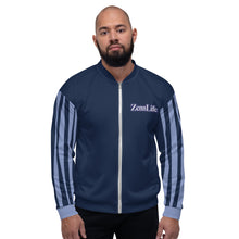 Load image into Gallery viewer, Unisex Striped Sleeve Bomber Jacket
