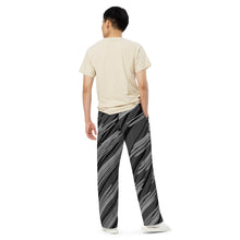 Load image into Gallery viewer, Unisex Wide-Leg Gray Razzle Print Pants
