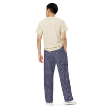 Load image into Gallery viewer, Unisex Wide-Leg Blue Print Pants
