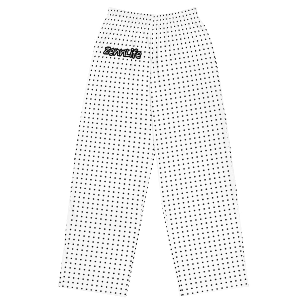 Unisex Wide-Leg Dotted White Pants