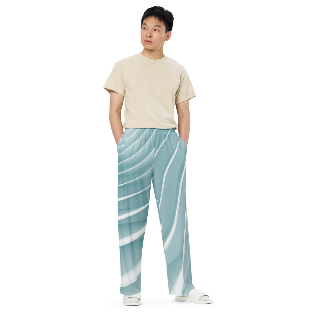 Unisex Wide-Leg Aqua Pants