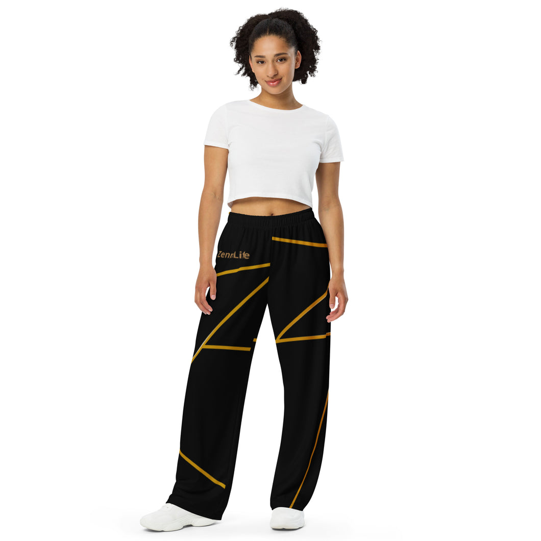 Unisex Wide-Leg Gold on Black Pants