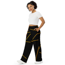 Load image into Gallery viewer, Unisex Wide-Leg Gold on Black Pants
