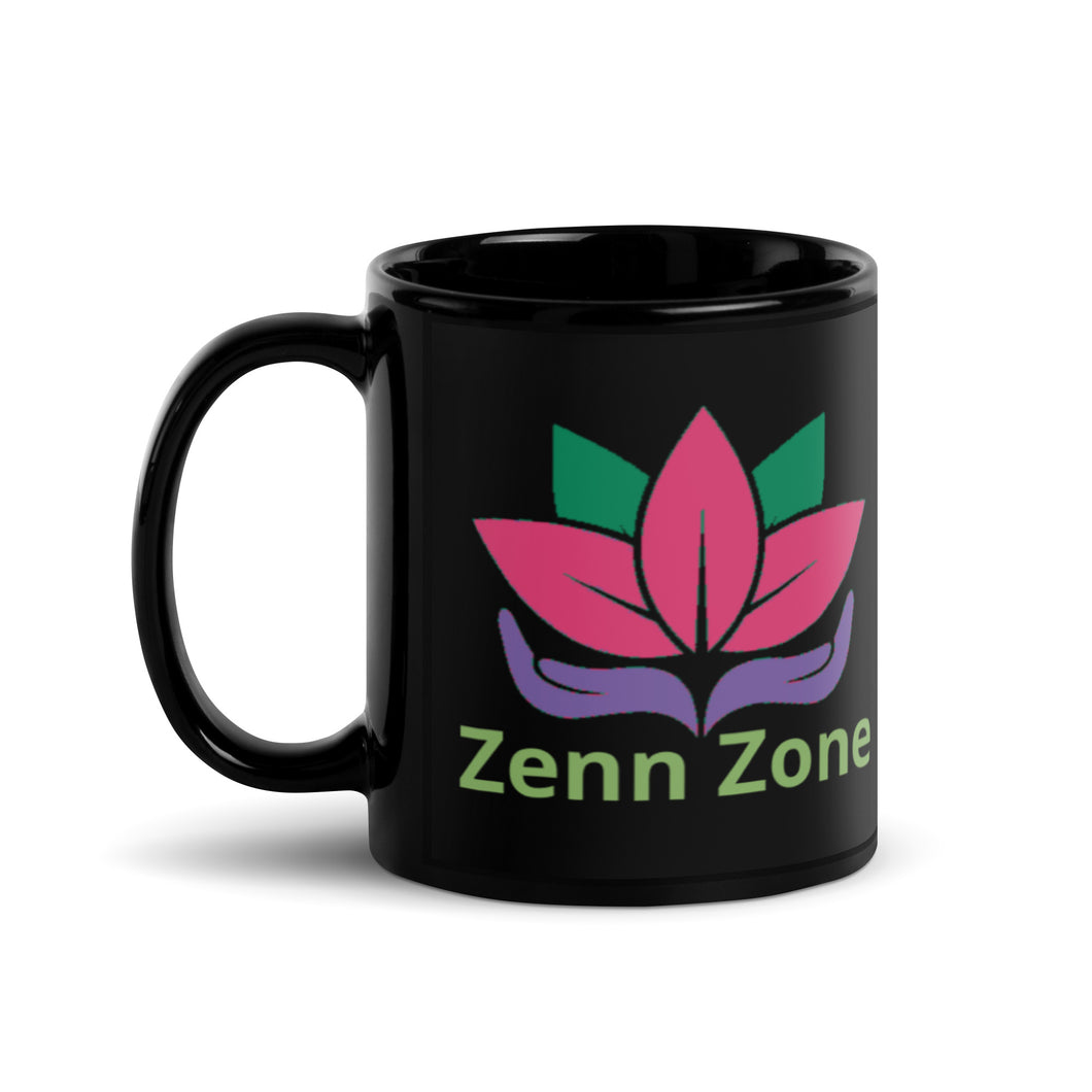 Zenn Zone Lotus Black Glossy Mug