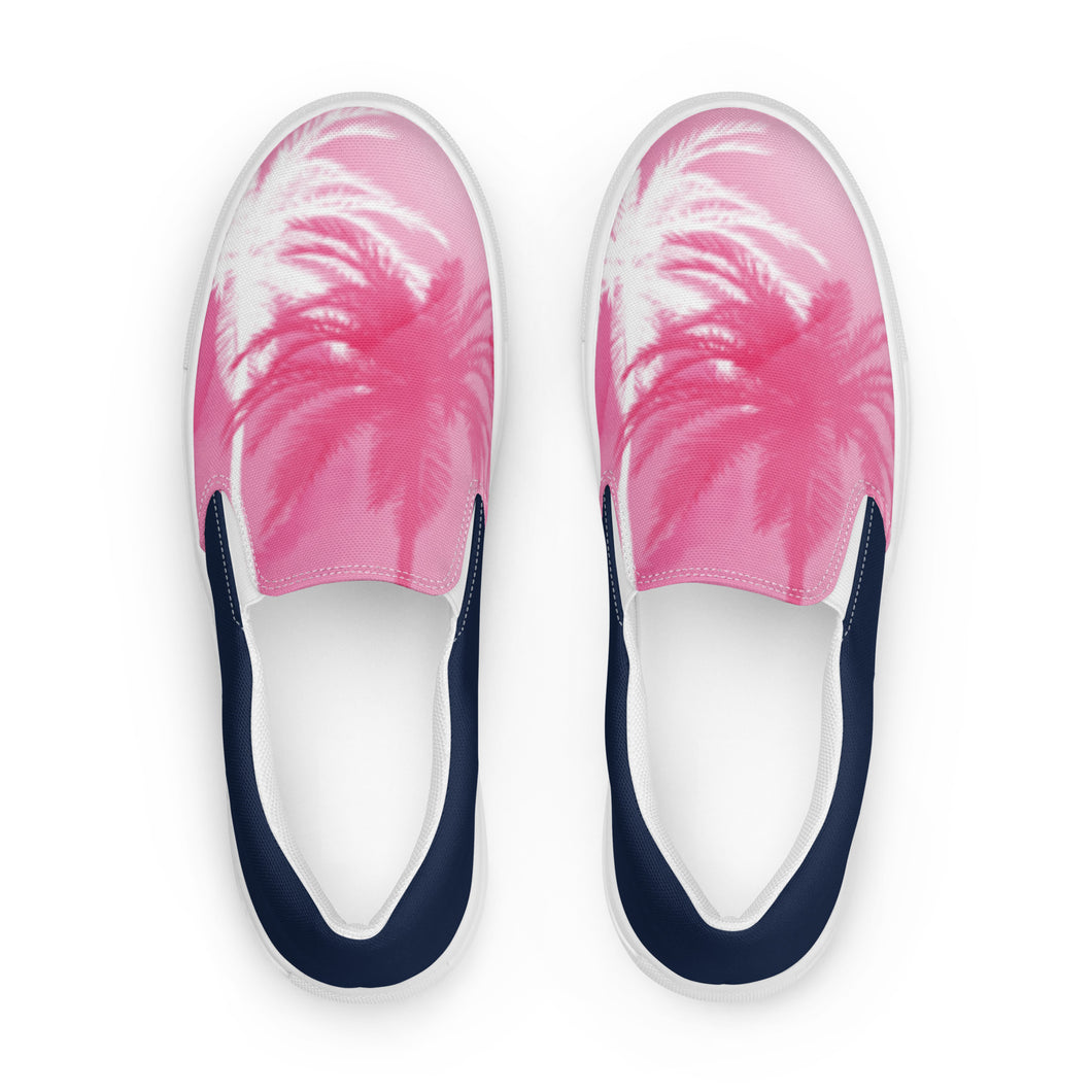 Men’s Pink Palm Slip-on Canvas Shoes