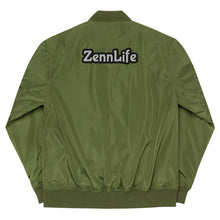 Load image into Gallery viewer, White Zenn Circle Premium Recycled Bomber Jacket
