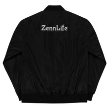 Load image into Gallery viewer, White Zenn Circle Premium Recycled Bomber Jacket
