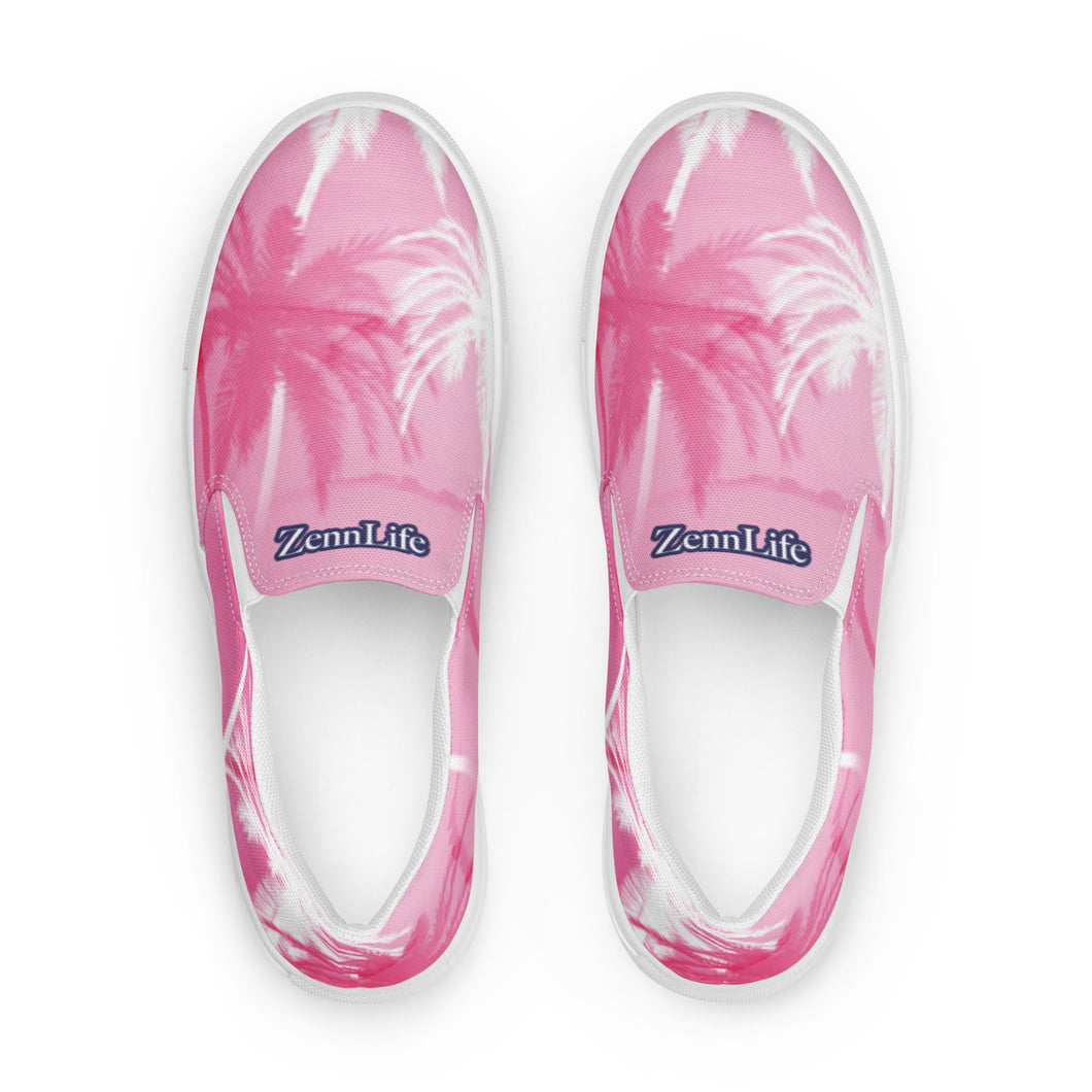 Women’s Pink Palm Slip-on Canvas Shoes